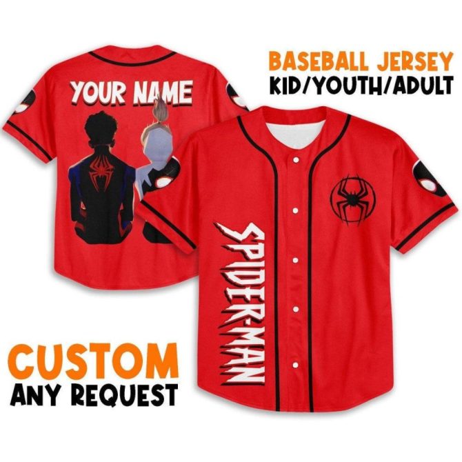 Custom Spider-Man Baseball Jersey For Kids/Youth/Adults - Personalize Your Name!