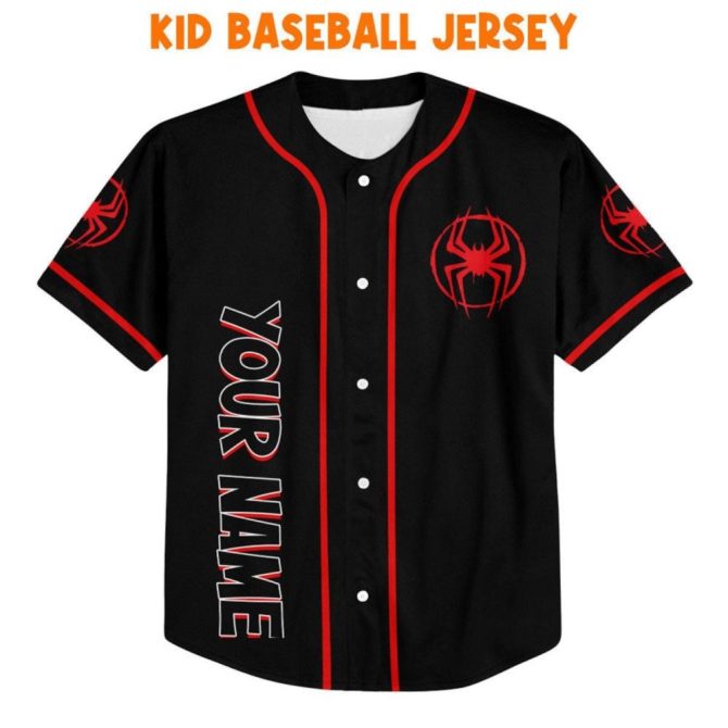 Custom Spider-Themed Baseball Jersey - Personalized For Kids/Youth/Adults - Image 3