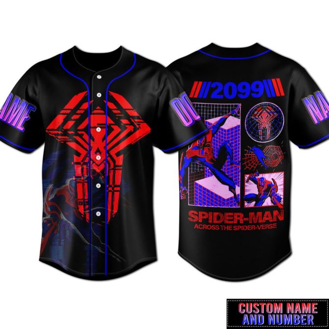 Custom Spider-Verse Baseball Jersey - Personalize Name & Number - 2099 Design - Image 2