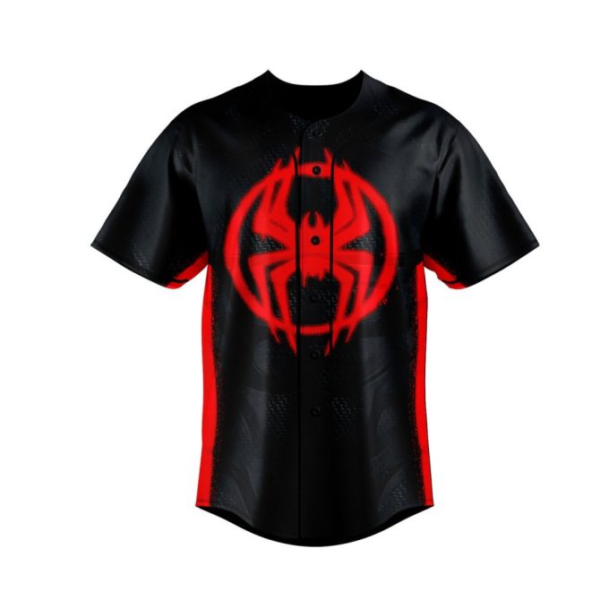 Men'S Black & Red Spider Graphic Baseball Jersey – Bold Athletic Style For Fans - Image 2