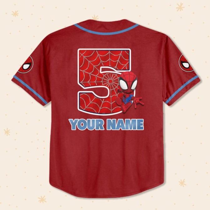 Custom Spidey Baseball Jersey For Kids/Youth/Adults – Personalize Your Name & Number - Image 4
