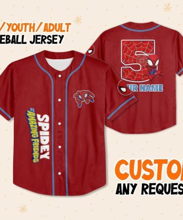 Custom Spidey Baseball Jersey For Kids/Youth/Adults – Personalize Your Name & Number