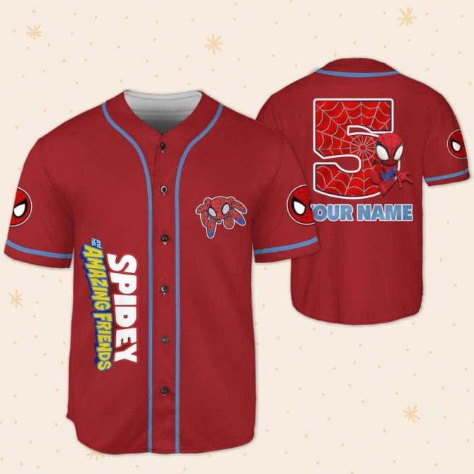 Custom Spidey Baseball Jersey For Kids/Youth/Adults – Personalize Your Name & Number - Image 6