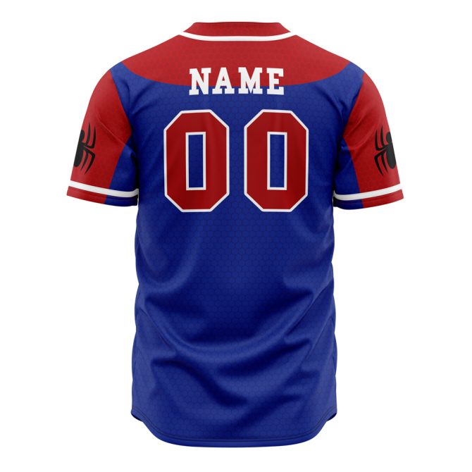 Custom Spider-Man Baseball Jersey – Personalized Name & Number – Red/Blue Fan Gear - Image 3
