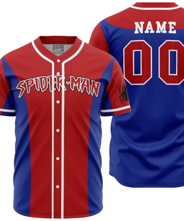 Custom Spider-Man Baseball Jersey – Personalized Name & Number – Red/Blue Fan Gear
