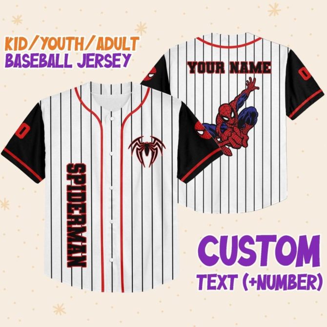 Custom Spiderman Baseball Jersey - Personalized Name/Number For Kids/Youth/Adults