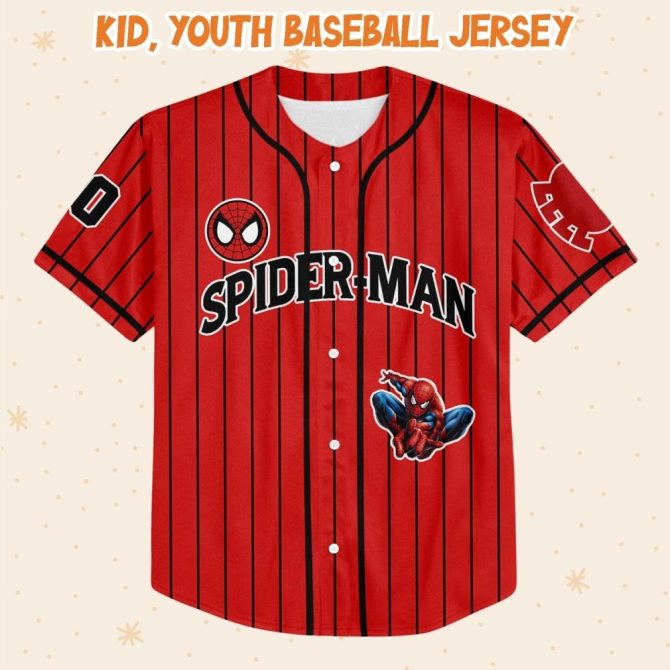 Custom Spider-Man Baseball Jersey For Kids/Youth/Adults – Personalize With Name & Number - Image 3