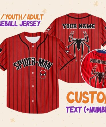 Custom Spider-Themed Baseball Jersey - Add Name & Number For Kids, Youth & Adults