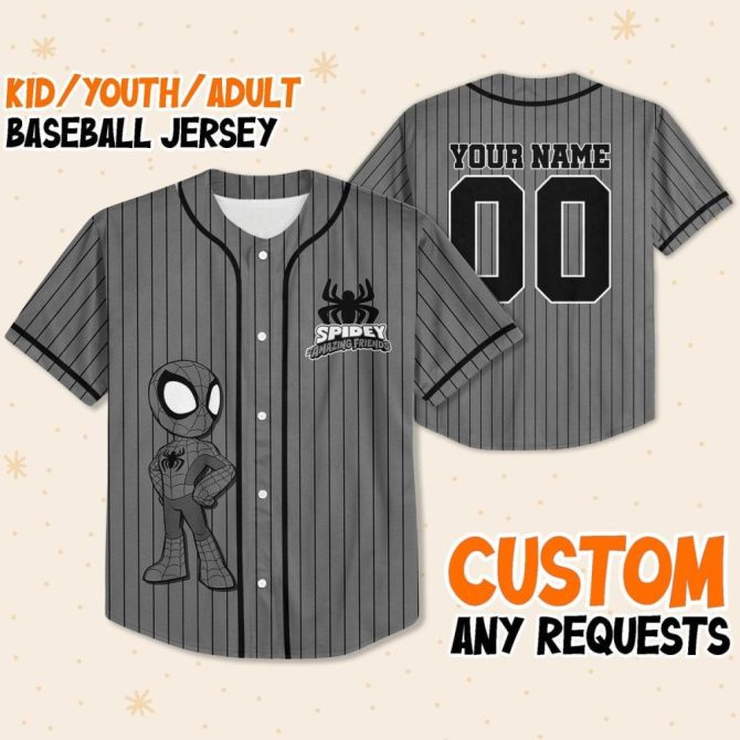Custom Spidey Baseball Jersey For Kids/Youth/Adults – Personalize Your Name & Number!