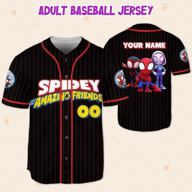 Custom Spidey & Friends Baseball Jersey For Kids/Youth/Adults - Personalize Now! - Image 6