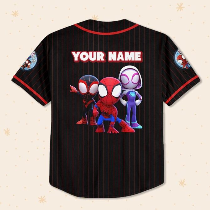 Custom Spidey & Friends Baseball Jersey For Kids/Youth/Adults - Personalize Now! - Image 4
