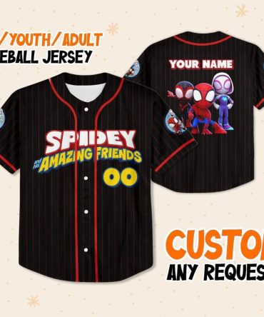 Custom Spidey & Friends Baseball Jersey For Kids/Youth/Adults - Personalize Now!