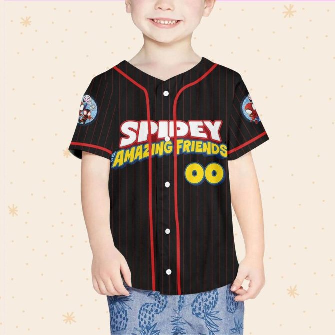 Custom Spidey & Friends Baseball Jersey For Kids/Youth/Adults - Personalize Now! - Image 5