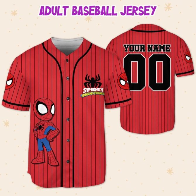 Custom Spidey Baseball Jersey For Kids/Adults - Personalized Name & Number - Image 6