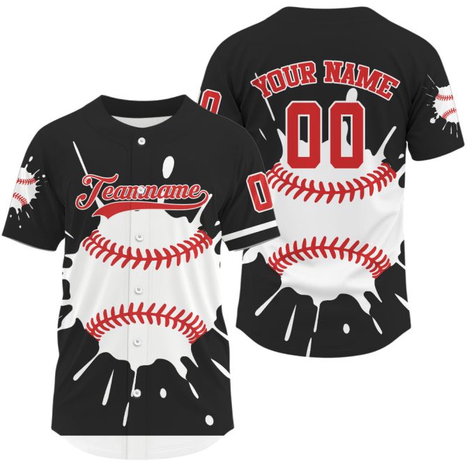 Custom Baseball Jersey – Personalize With Your Name & Number – Unique Splatter Design
