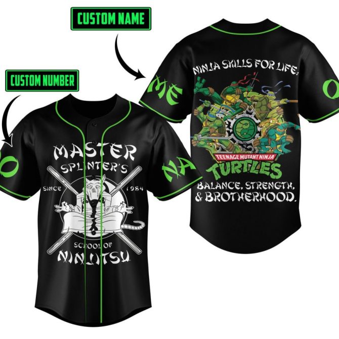 Custom Ninja Turtles Jersey - Master Splinter'S School - Personalized Name & Number