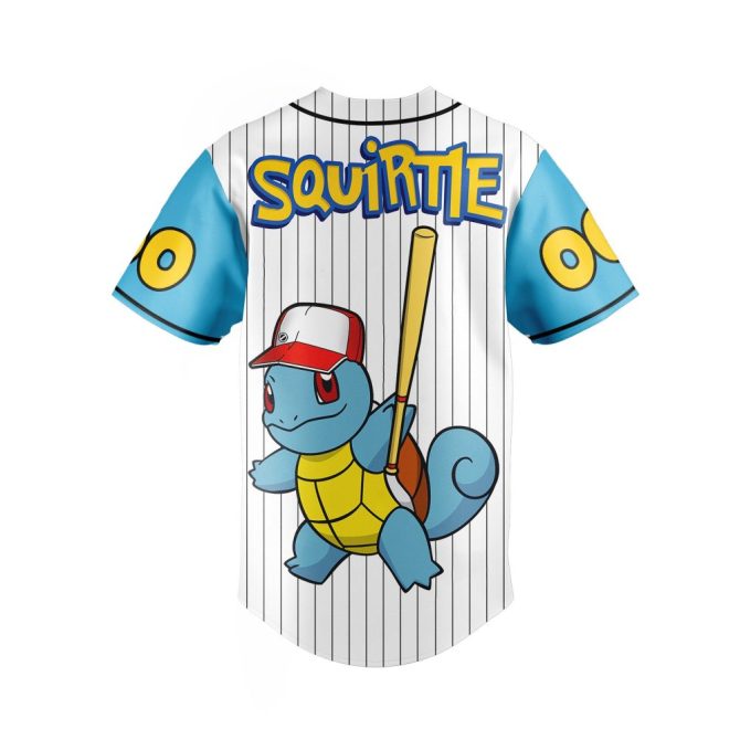 Customizable Squirtle Baseball Jersey – Personalized Name & Number – Perfect Pokémon Fan Gift - Image 3