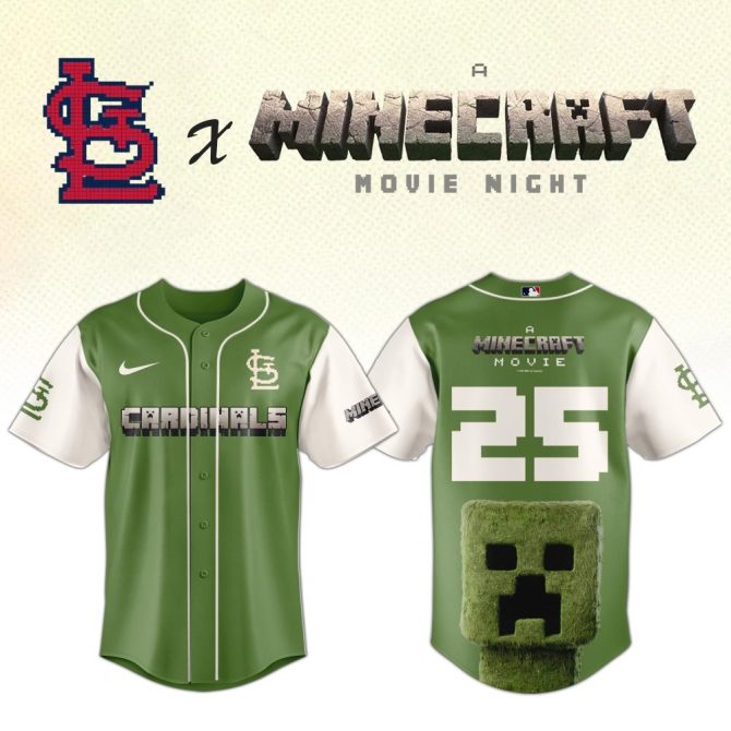 St. Louis Cardinals X Minecraft Green Baseball Jersey - Limited Edition Movie Night Gear