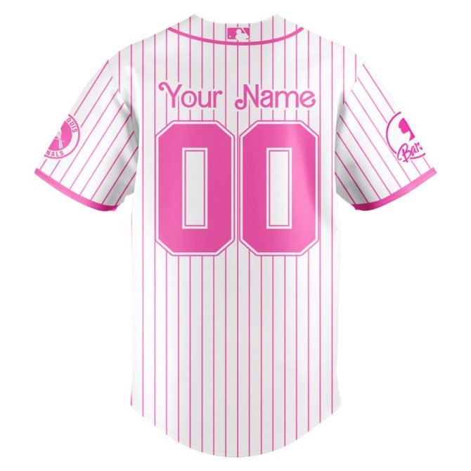Customize Your Cardinals Barbie Night Jersey – Pink Stripes, Perfect For Fans! - Image 3