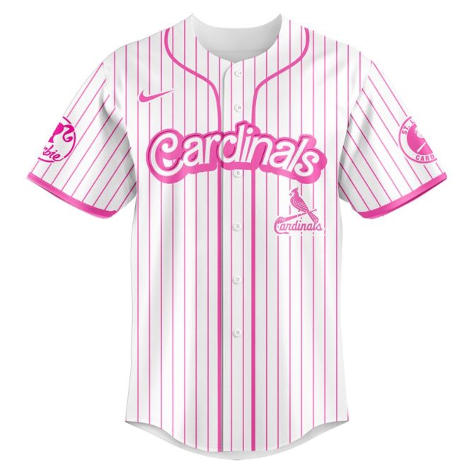 Customize Your Cardinals Barbie Night Jersey – Pink Stripes, Perfect For Fans! - Image 2