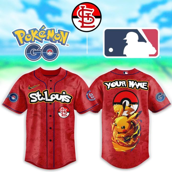 Custom St. Louis Baseball Jersey - Pokémon Go Pikachu Design , Personalized Fan Gear