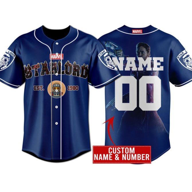 Custom Star-Lord Baseball Jersey - Personalized Name & Number - Perfect Gift For Marvel Fans