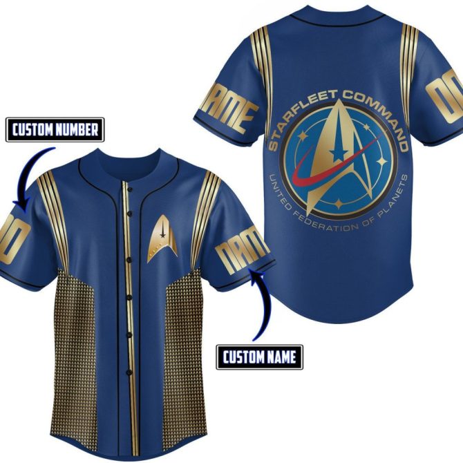 Custom Starfleet Command Baseball Jersey - Personalize Name & Number - Perfect Gift For Star Trek Fans!