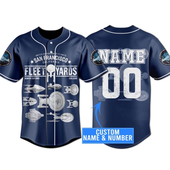 Custom Star Fleet Baseball Jersey – Personalize Name & Number, Sci-Fi Fan Gift