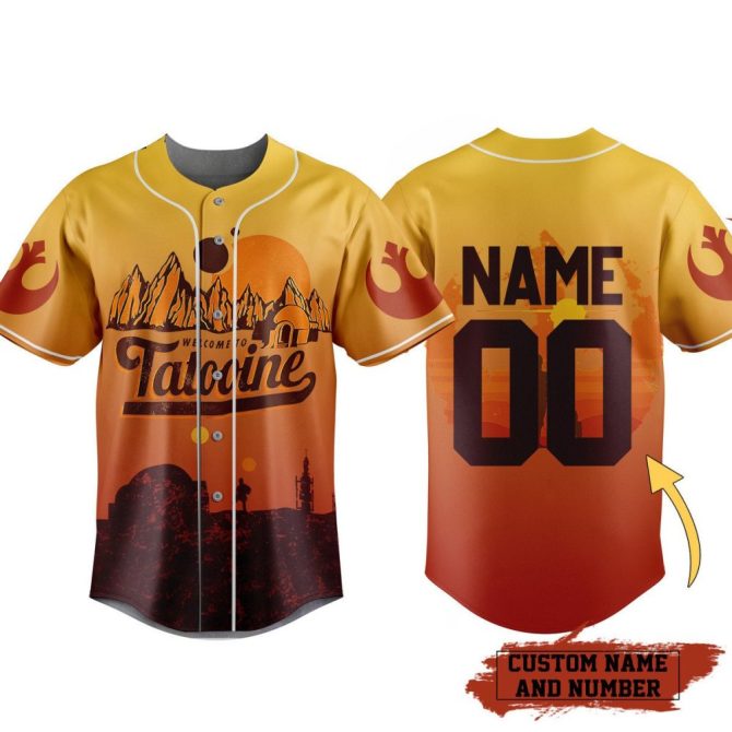 Custom Tatooine Baseball Jersey - Personalize Name & Number - Unique Galaxy Design