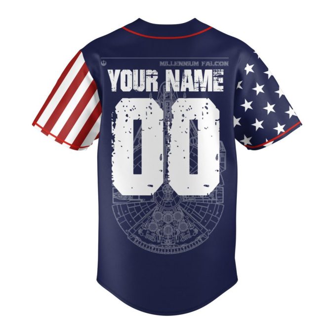 Custom Star Wars Baseball Jersey - Millennium Falcon Design - Personalize With Name & Number - Image 3
