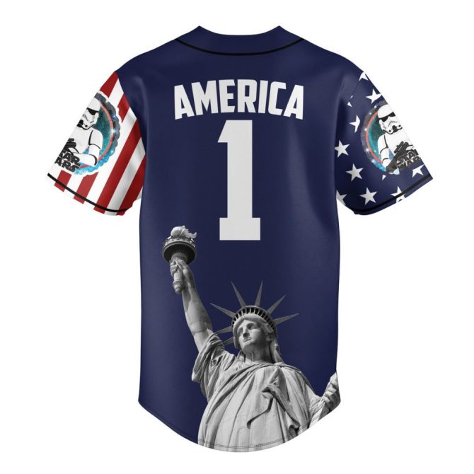 Custom Usa Baseball Jersey - Personalized Name & Number, Stormtrooper & Statue Of Liberty Design - Image 2