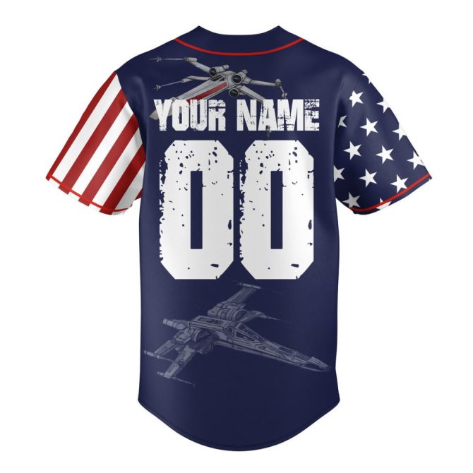Custom Star Wars Baseball Jersey - Personalized Name & Number - Usa Flag Design - Image 3