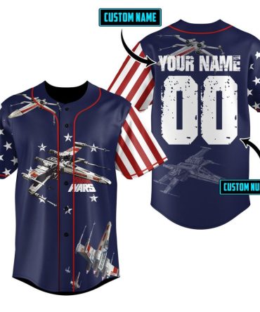 Custom Star Wars Baseball Jersey - Personalized Name & Number - Usa Flag Design