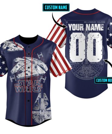 Custom Star Wars Baseball Jersey - Millennium Falcon Design - Personalize With Name & Number