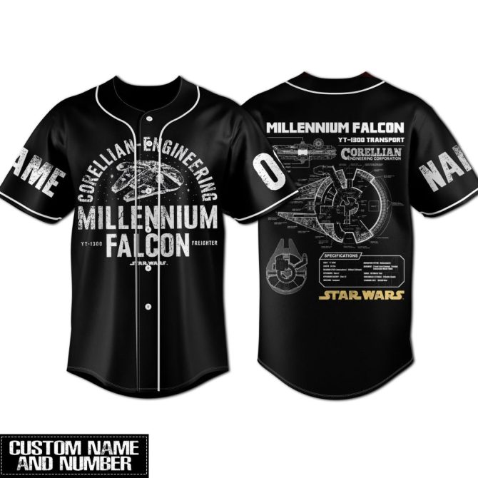 Custom Star Wars Millennium Falcon Baseball Jersey – Personalized Name & Number