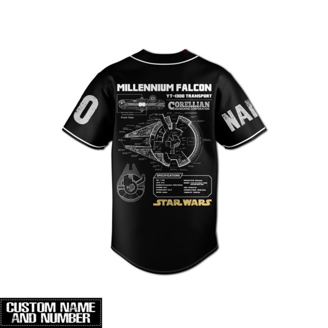Custom Star Wars Millennium Falcon Baseball Jersey – Personalized Name & Number - Image 3
