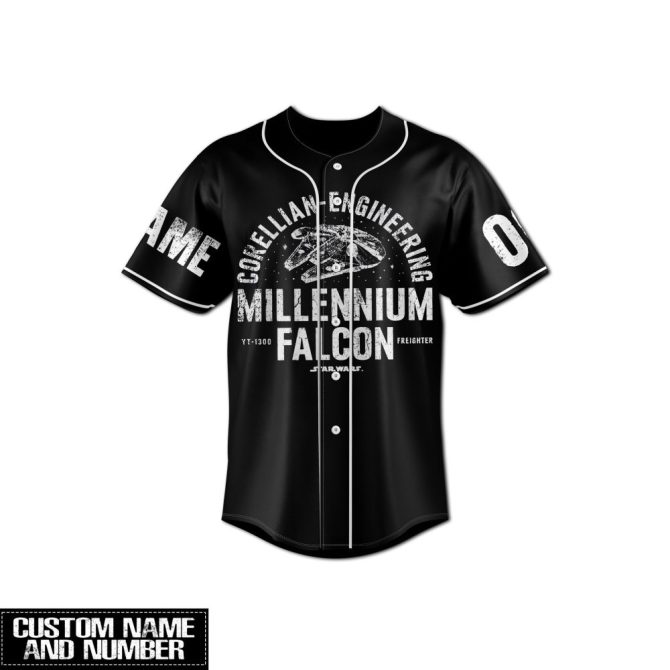 Custom Star Wars Millennium Falcon Baseball Jersey – Personalized Name & Number - Image 2