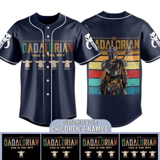 Custom 'Dadlorian' Baseball Jersey - Personalized Kids' Names - Perfect Gift For Star Fans!