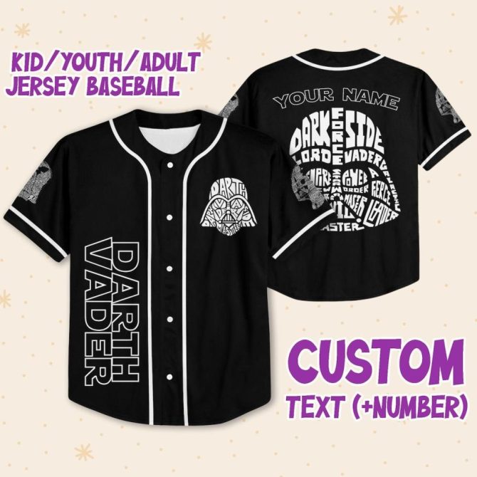 Custom Darth Vader Baseball Jersey - Personalized Name & Number For Kids/Adults - Image 2
