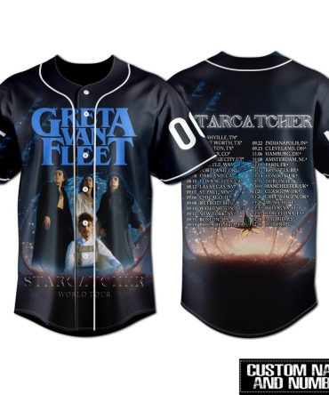 Custom Greta Van Fleet Baseball Jersey - Starcatcher World Tour Design