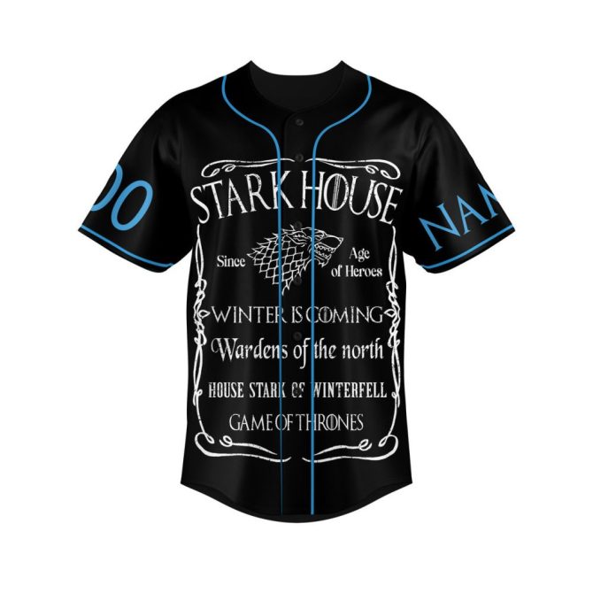 Custom Game Of Thrones Stark Baseball Jersey - Personalize Name & Number - Winter Is Coming! - Image 2