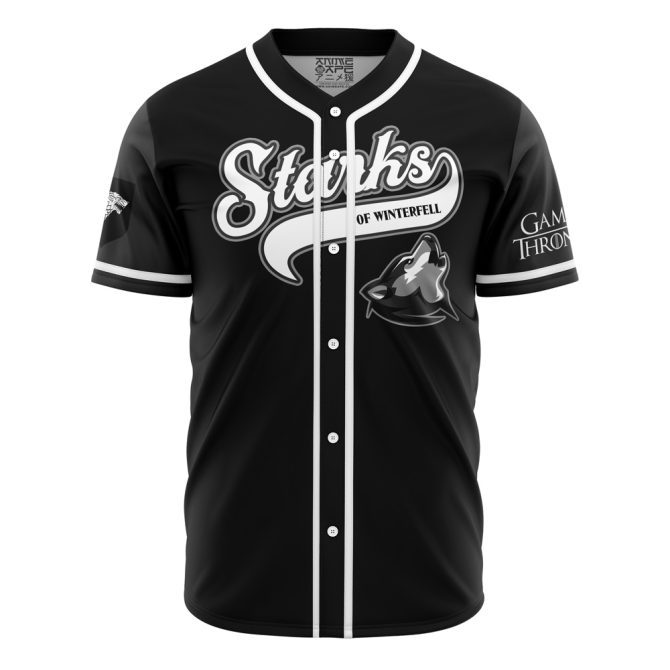 Game Of Thrones Stark Baseball Jersey - Black Wolf Winterfell Fan Gear