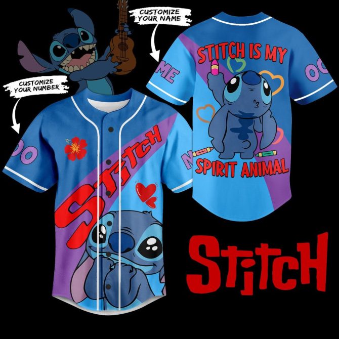 Custom Stitch Baseball Jersey - Personalized Name & Number, Spirit Animal Design