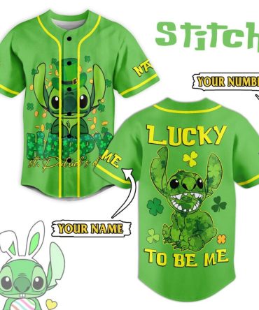 Custom Green Stitch Baseball Jersey - St. Patrick’S Day Lucky Design - Add Name & Number!
