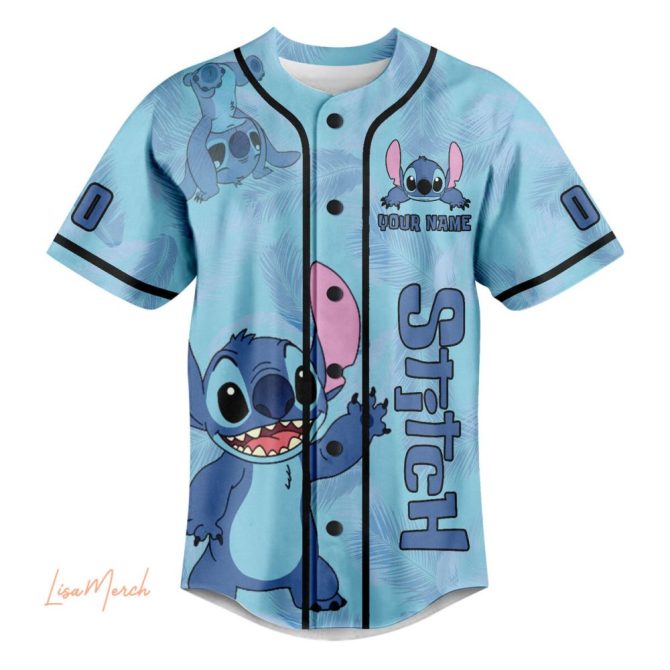 Custom Stitch Baseball Jersey - Personalize With Name & Number - Cute Blue Spirit Animal Design - Image 2