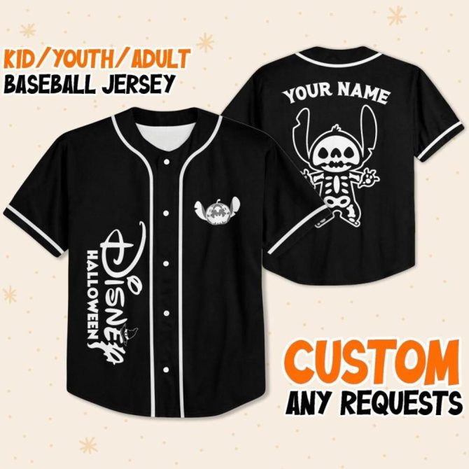 Custom Disney Halloween Baseball Jersey - Kids/Youth/Adult Sizes - Personalize Your Name! - Image 2