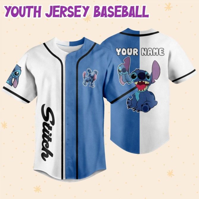 Customizable Stitch Baseball Jersey For Kids/Youth/Adults - Add Name & Number! - Image 6