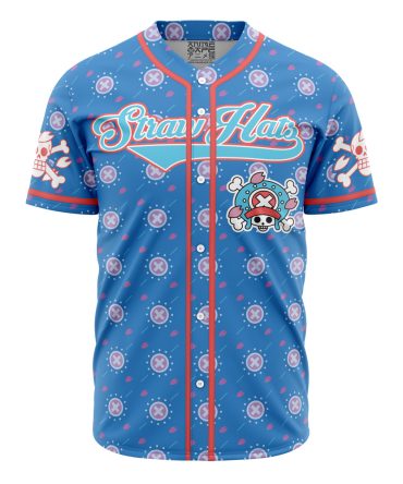 Anime Straw Hat Pirate Baseball Jersey - Blue Graphic Tee For Fans