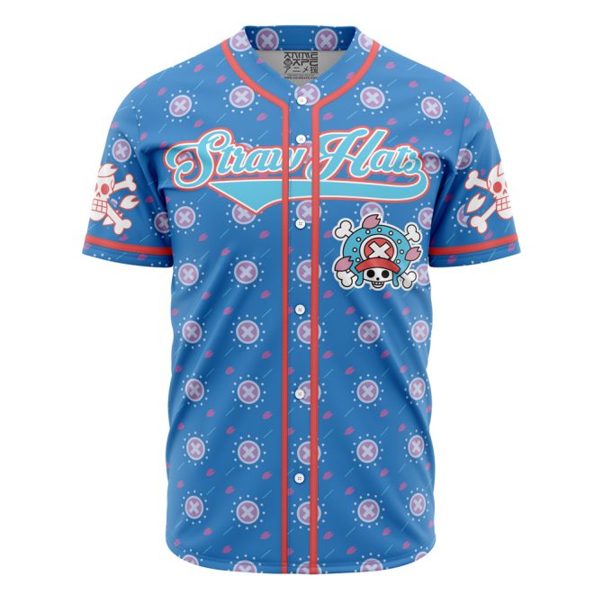 Anime Straw Hat Pirate Baseball Jersey - Blue Graphic Tee For Fans