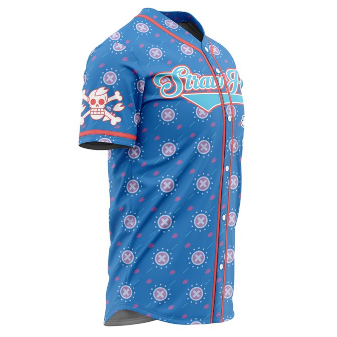 Anime Straw Hat Pirate Baseball Jersey - Blue Graphic Tee For Fans - Image 2